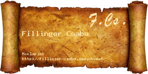 Fillinger Csaba névjegykártya